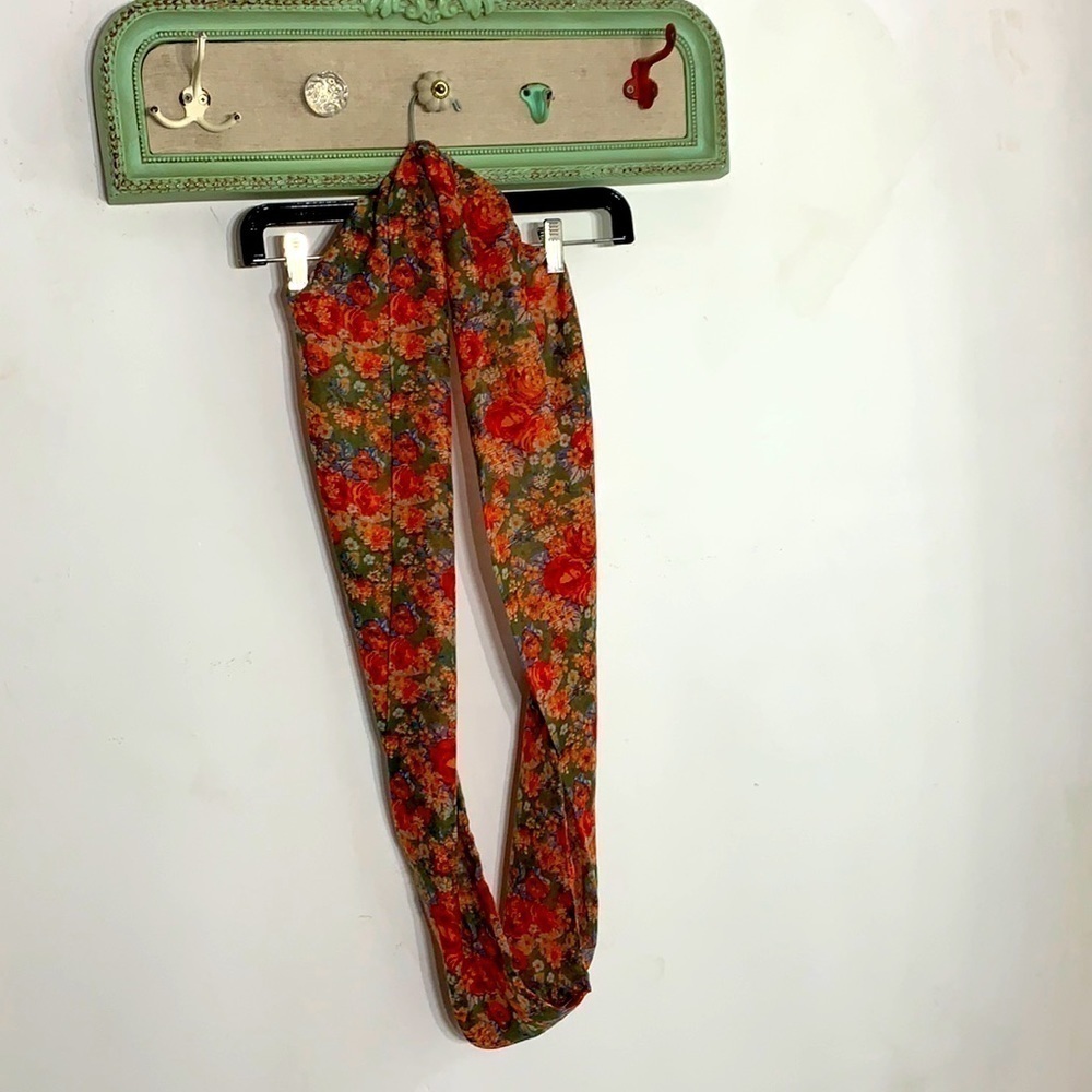 Rose garden blood Orange floral lightweight infinity scarf o/s